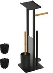 Relaxdays Wc-Garnitur, Schwarz, Metall, Holz, Kunststoff, Rechteckig, 21x65x18...