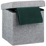 Relaxdays Sitzhocker, Grau, Holzwerkstoff, Textil, 38x38x38 cm, Wohnzimmer, Hocker,