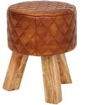 Kadima Design Sitzhocker, Braun, Holz, Echtholz,Mangoholz, Rund, Stativgestell,