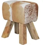 Kadima Design Sitzhocker, Mehrfarbig, Holz, Echtholz,Mangoholz, Animalprint,