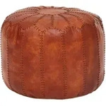 Kadima Design Sitzhocker, Braun, Leder, Rund, 52x40x52 cm, Wohnzimmer, Hocker, Poufs