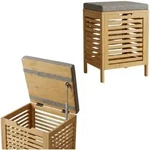 W&auml;schekorb, Beige, Naturmaterialien, 35x53x35 cm, Ordnen & Aufbewahren,