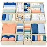 Relaxdays Schubladenorganizer, Beige, Papier, Textil, 28x12x28 cm, Schlafzimmer,
