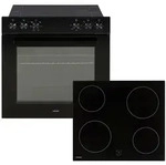 Mican Herdset, Schwarz, Metall, Glas, A, 60x60.5x31.5 cm, K&uuml;chen,