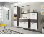 P & B Badezimmer, Eiche, Dunkelbraun, Wei&szlig; Hochglanz, Holzwerkstoff, 5-teilig,...