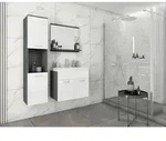 P & B Badezimmer, Anthrazit, Wei&szlig; Hochglanz, Holzwerkstoff, 4-teilig, 2...