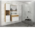 P & B Badezimmer, Eiche Wotan, Wei&szlig; Hochglanz, Holzwerkstoff, 4-teilig, 4...