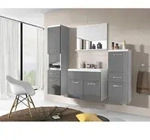 P & B Badezimmer, Grau, Wei&szlig;, Holzwerkstoff, 5-teilig, 2 F&auml;cher, 5...