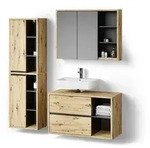 Livinity&reg; Badm&ouml;bel-Set, Eiche Artisan, Holzwerkstoff, 18 F&auml;cher, 2...
