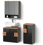 Livinity&reg; Badm&ouml;bel-Set, Anthrazit, Holzwerkstoff, 14 F&auml;cher, 1 Schubladen,
