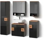 Livinity&reg; Badm&ouml;bel-Set, Anthrazit, Holzwerkstoff, 16 F&auml;cher, 2 Schubladen,