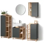 Livinity&reg; Badm&ouml;bel-Set, Anthrazit, Holzwerkstoff, 16 F&auml;cher, 1 Schubladen,