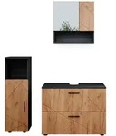 Vicco Badm&ouml;bel-Set, Eiche, Anthrazit, Holzwerkstoff, 8 F&auml;cher, 2 Schubladen,...