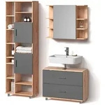 Livinity&reg; Badm&ouml;bel-Set, Anthrazit, Eiche, Holzwerkstoff, 20 F&auml;cher, 2...