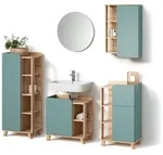 Livinity&reg; Badm&ouml;bel-Set, Blaugrau, Holzwerkstoff, 16 F&auml;cher, 1 Schubladen,