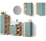 Livinity&reg; Badm&ouml;bel-Set, Blaugrau, Holzwerkstoff, 16 F&auml;cher, 1 Schubladen,