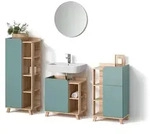 Livinity&reg; Badm&ouml;bel-Set, Blaugrau, Holzwerkstoff, 17 F&auml;cher, 1 Schubladen,