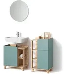 Livinity&reg; Badm&ouml;bel-Set, Blaugrau, Holzwerkstoff, 9 F&auml;cher, 1 Schubladen,