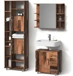 Livinity&reg; Badm&ouml;bel-Set, Wildeiche, Holzwerkstoff, 20 F&auml;cher, 3 Schubladen,