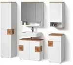 Livinity&reg; Badm&ouml;bel-Set, Wei&szlig;, Holzwerkstoff, 16 F&auml;cher, 2 Schubladen,...
