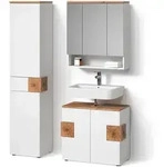 Livinity&reg; Badm&ouml;bel-Set, Wei&szlig;, Holzwerkstoff, 17 F&auml;cher, 1 Schubladen,...