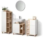 Livinity&reg; Badm&ouml;bel-Set, Sonoma Eiche, Wei&szlig;, Holzwerkstoff, 17 F&auml;cher, 1