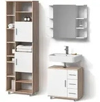 Livinity&reg; Badm&ouml;bel-Set, Sonoma Eiche, Holzwerkstoff, 20 F&auml;cher, 3 Schubladen,