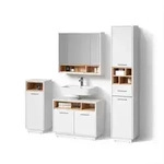 Livinity&reg; Badm&ouml;bel-Set, Wei&szlig;, Holzwerkstoff, 16 F&auml;cher, 1 Schubladen,...