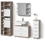 Livinity&reg; Badm&ouml;bel-Set, Wei&szlig;, Sonoma Eiche, Holzwerkstoff, 20 F&auml;cher, 7