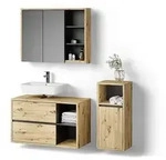 Livinity&reg; Badm&ouml;bel-Set, Braun, Holzwerkstoff, 11 F&auml;cher, 2 Schubladen,...