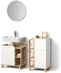 Livinity&reg; Badm&ouml;bel-Set, Sonoma Eiche, Wei&szlig;, Holzwerkstoff, 9 F&auml;cher, 1