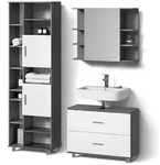Livinity&reg; Badm&ouml;bel-Set, Anthrazit, Holzwerkstoff, 20 F&auml;cher, 2 Schubladen,