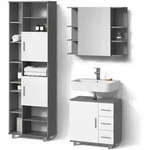 Livinity&reg; Badm&ouml;bel-Set, Anthrazit, Holzwerkstoff, 20 F&auml;cher, 3 Schubladen,