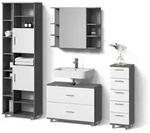 Livinity&reg; Badm&ouml;bel-Set, Wei&szlig;, Anthrazit, Holzwerkstoff, 20 F&auml;cher, 7...