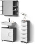 Livinity&reg; Badm&ouml;bel-Set, Anthrazit, Holzwerkstoff, 7 F&auml;cher, 8 Schubladen,