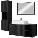 Mirjan24 Badm&ouml;bel-Set, Schwarz, Holzwerkstoff, 2 Schubladen, Rechteckig,...