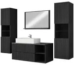 Mirjan24 Badm&ouml;bel-Set, Schwarz, Holzwerkstoff, 2 Schubladen, Rechteckig,...