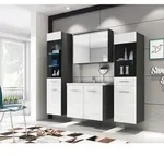 P & B Badezimmer, Anthrazit, Wei&szlig; Hochglanz, Glas, Holzwerkstoff, 5-teilig, 8
