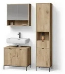 Livinity&reg; Badm&ouml;bel-Set, Eiche, Holzwerkstoff, 10 F&auml;cher, 1 Schubladen,...