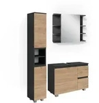 Vicco Badm&ouml;bel-Set, Anthrazit, Eiche, Holzwerkstoff, 15 F&auml;cher, 2 Schubladen,...