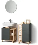 Livinity&reg; Badm&ouml;bel-Set, Anthrazit, Holzwerkstoff, 9 F&auml;cher, 1 Schubladen,...
