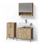 Livinity&reg; Badm&ouml;bel-Set, Eiche, Holzwerkstoff, 6 F&auml;cher, 1 Schubladen,...