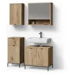 Livinity&reg; Badm&ouml;bel-Set, Eiche, Holzwerkstoff, 9 F&auml;cher, 1 Schubladen,...