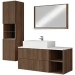 Mirjan24 Badm&ouml;bel-Set, Braun, Holzwerkstoff, 2 Schubladen, Rechteckig,...