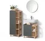 Livinity&reg; Badm&ouml;bel-Set, Anthrazit, Holzwerkstoff, 12 F&auml;cher, Rechteckig,...