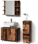 Livinity&reg; Badm&ouml;bel-Set, Wildeiche, Holzwerkstoff, 8 F&auml;cher, 5 Schubladen,