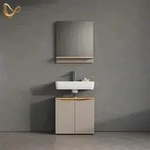 Livinity&reg; Badm&ouml;bel-Set, Greige, Holzwerkstoff, 2 F&auml;cher, Rechteckig,...