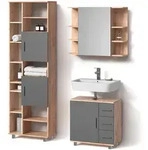 Livinity&reg; Badm&ouml;bel-Set, Eiche, Holzwerkstoff, 20 F&auml;cher, 3 Schubladen,...
