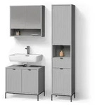 Livinity&reg; Badm&ouml;bel-Set, Grau, Holzwerkstoff, 10 F&auml;cher, 1 Schubladen,...