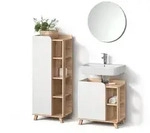 Livinity&reg; Badm&ouml;bel-Set, Sonoma Eiche, Wei&szlig;, Holzwerkstoff, 12 F&auml;cher,...